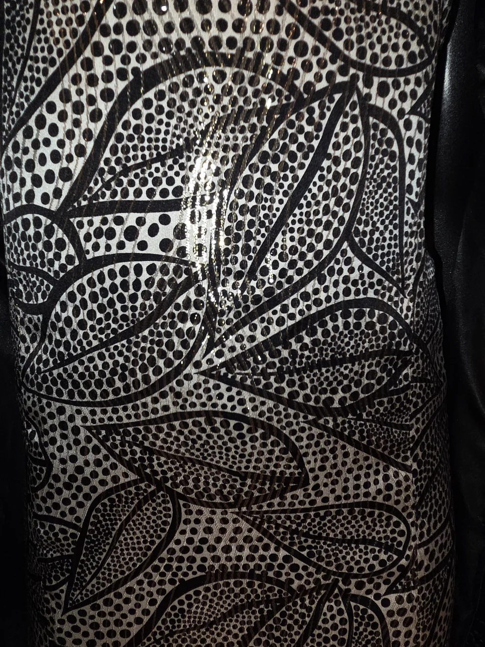 Tory Burch Gorgeous Black and Cream Sleeveless Leaf-Print Shift Silk Dress Sz 2